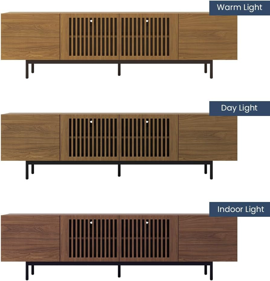 Solid Wood TV Stand For 70 To 75 Inch TV With Walnut Veneer
