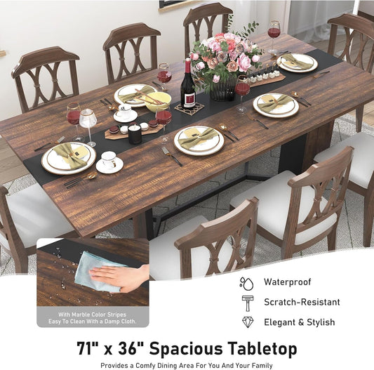 71In Large Rectangular Dining Table With Brown Tabletop