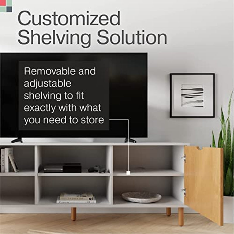 Modern 70 Inch TV Stand With Durable Adjustable Shelves