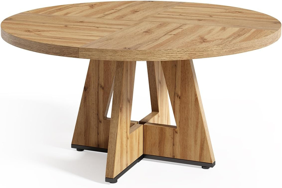 Round Dining Table 47 Inch For 4 To 6 With Wooden Pedestal