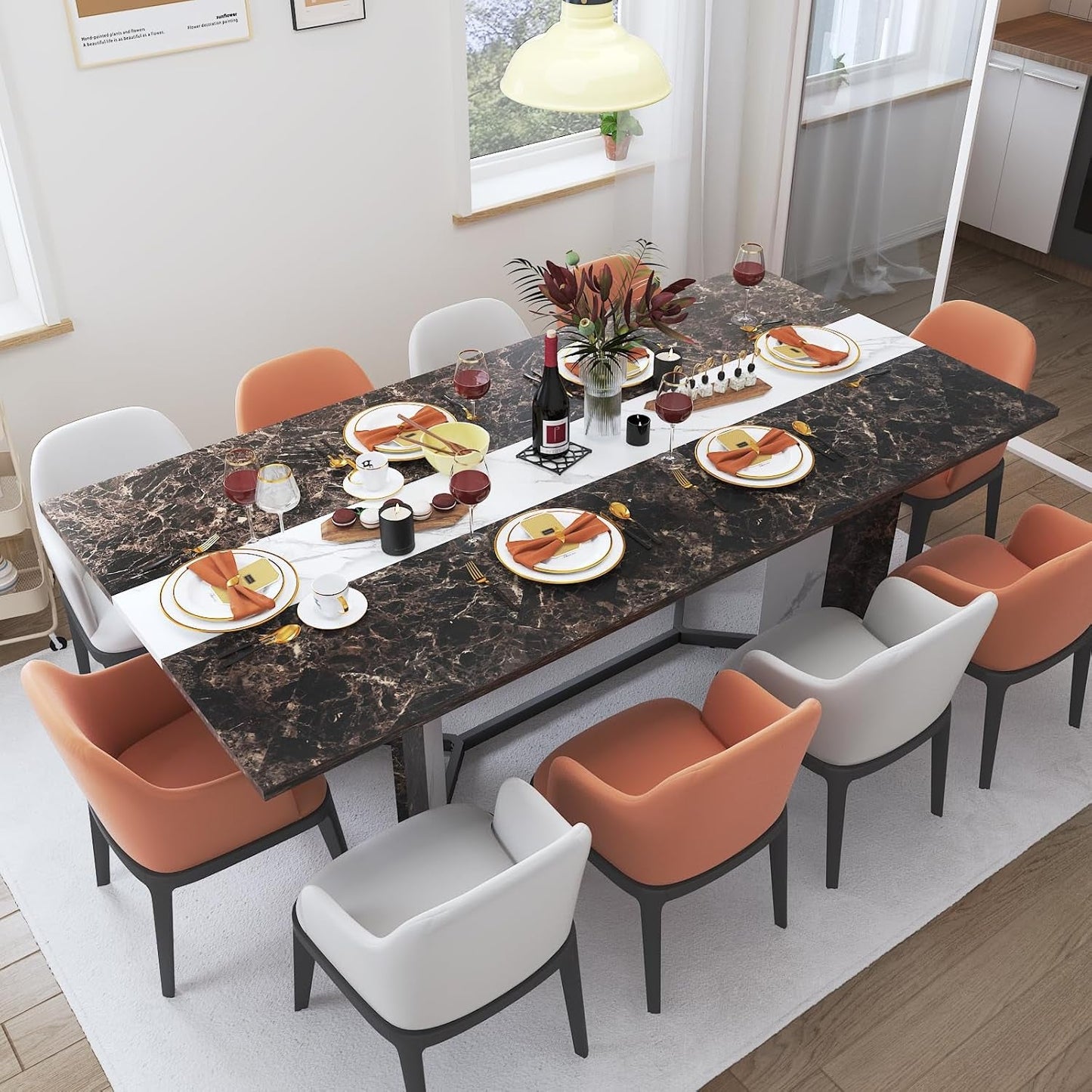 71In Rectangular Dining Table With Waterproof Marble Top