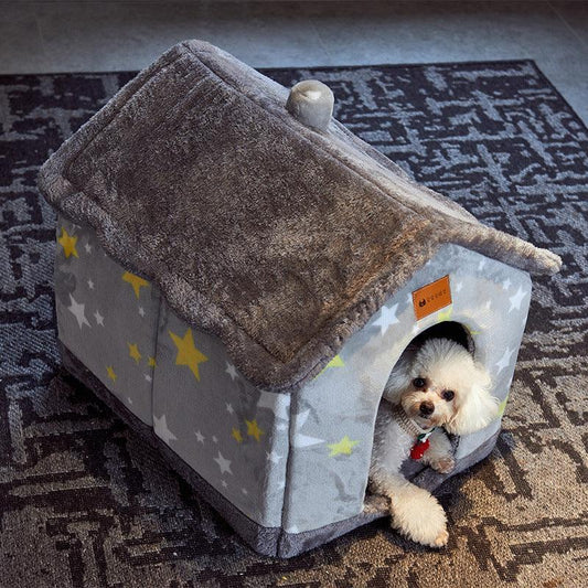 Cozyfold Pet House: Foldable Winter Bed & Enclosed Cave For Dogs And