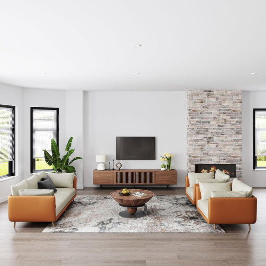 Solid Wood TV Stand For 70 To 75 Inch TV With Walnut Veneer