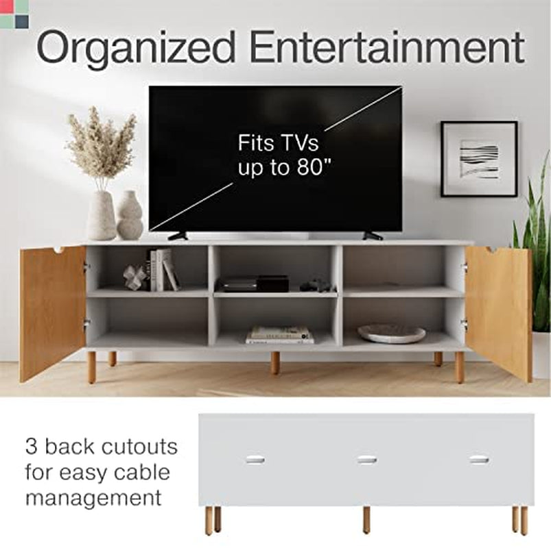 Modern 70 Inch TV Stand With Durable Adjustable Shelves