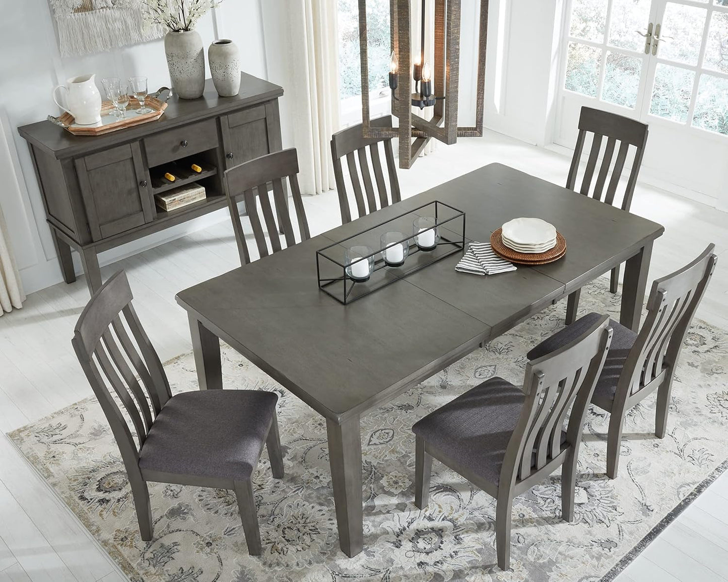 Hallanden Modern Farmhouse Butterfly Extension Dining Table Dark Gray