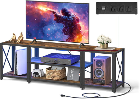60-Inch TV Stand With Built-In Outlets And LED Lights