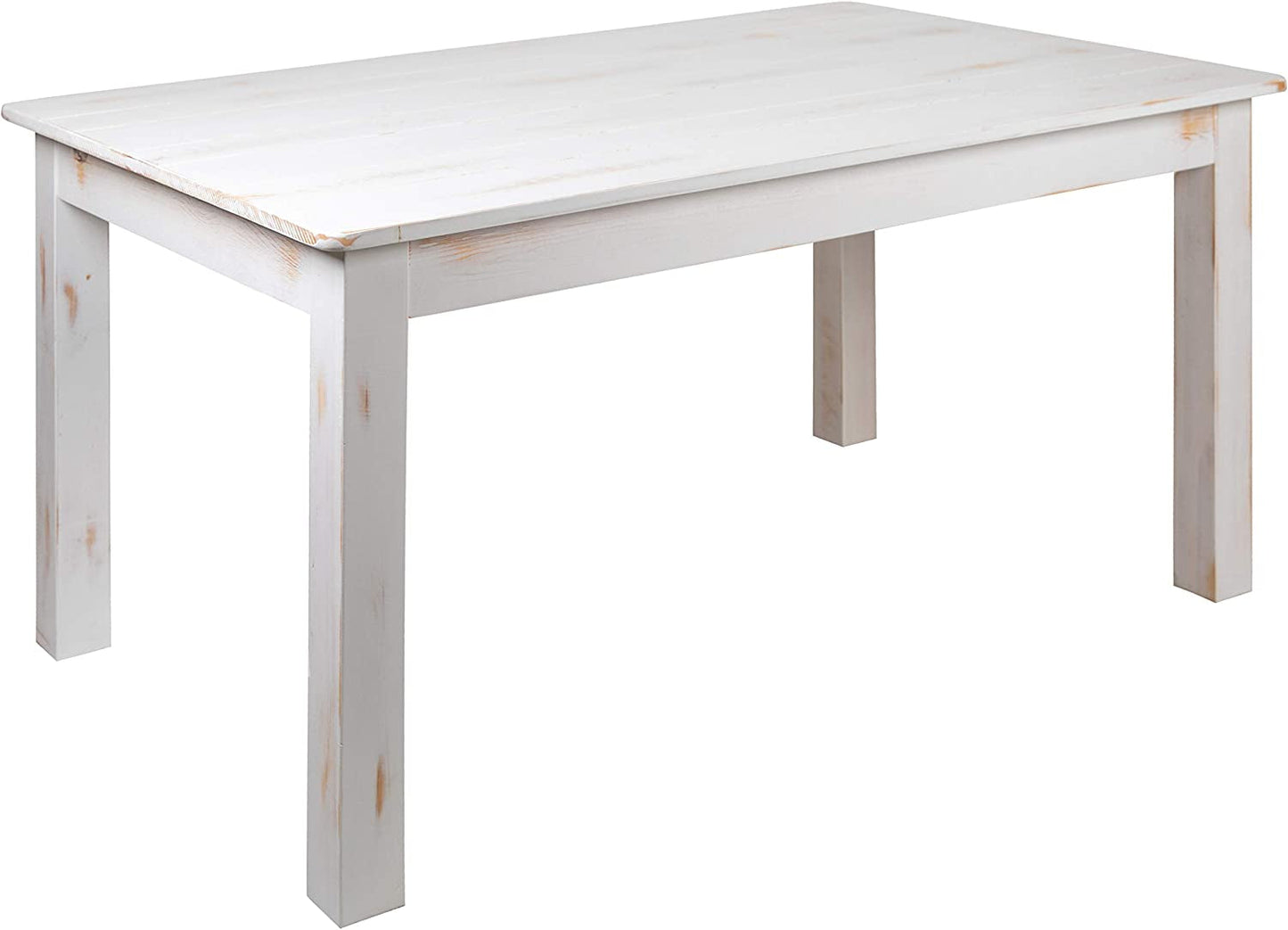 Rustic White Durable Farm Dining Table 60 Inch Long