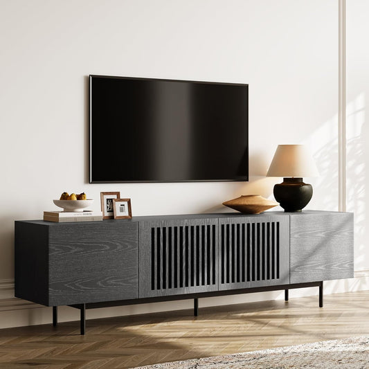 Modern Solid Wood TV Stand For 70 To 75 Inch TVs Black