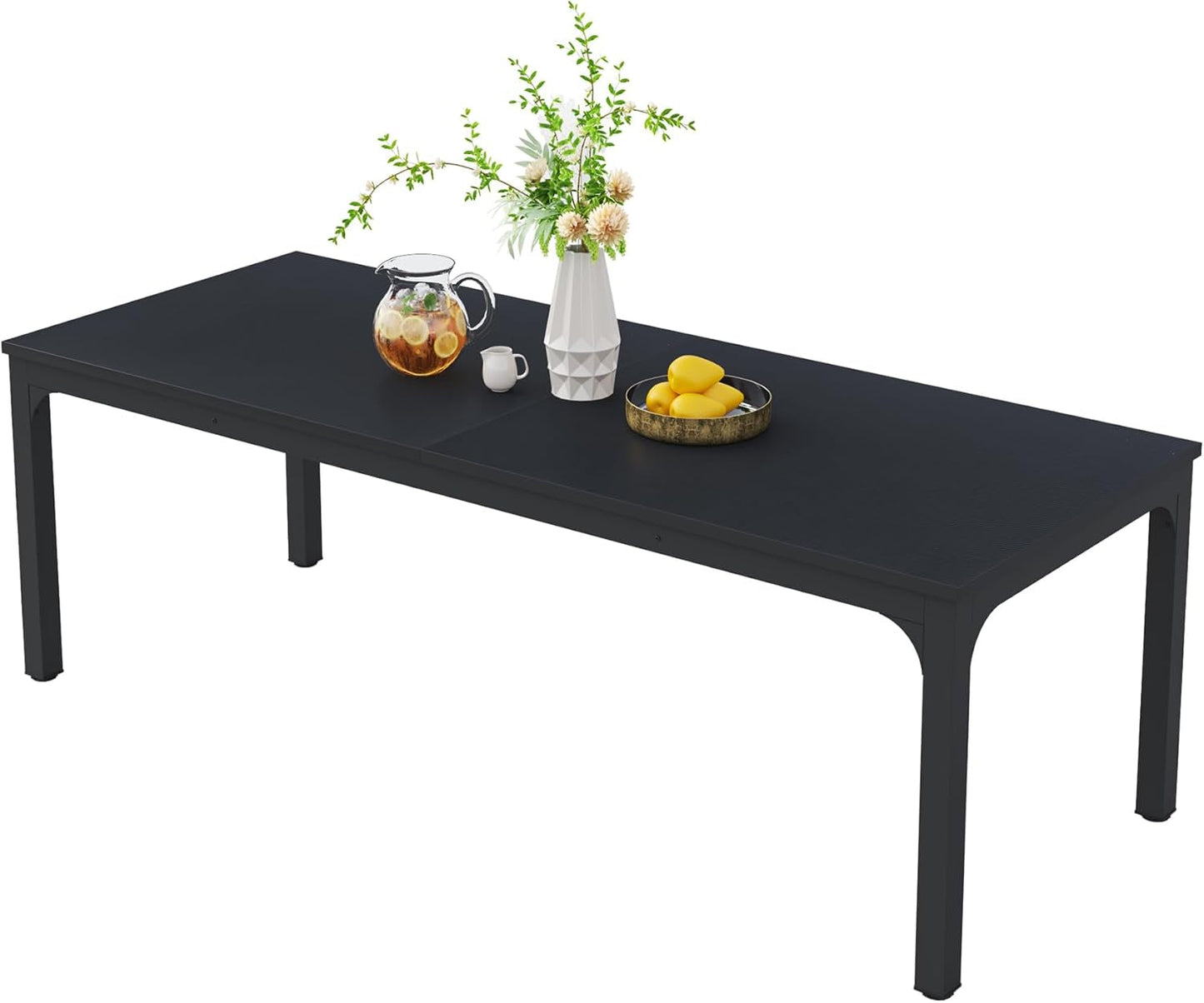 Black 78 Inch Rectangle Dining Table For 6 To 8 People