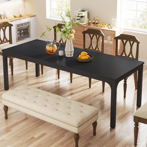 Black 78 Inch Rectangle Dining Table For 6 To 8 People