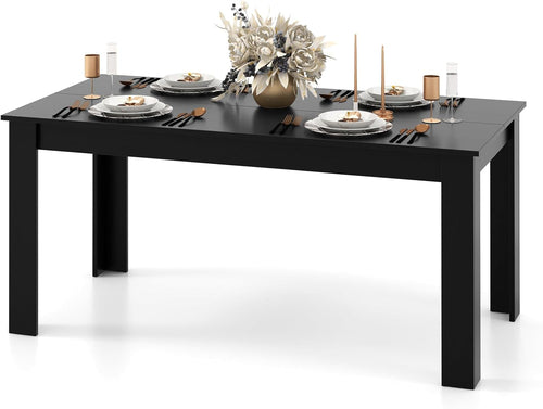 63 Inch Black Dining Table For 6 Modern Home Kitchen