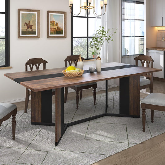 71In Large Rectangular Dining Table With Brown Tabletop