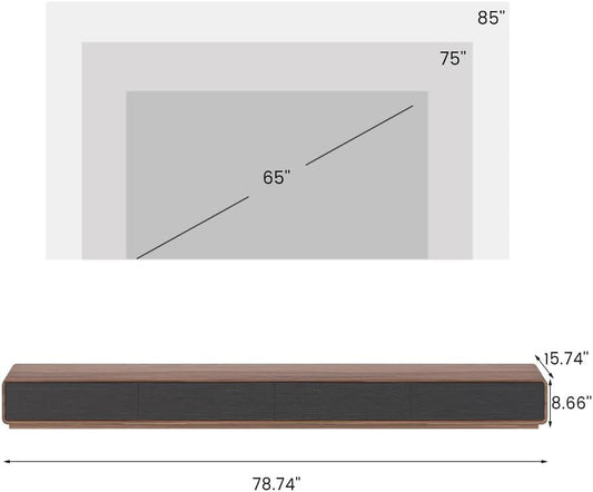 78.74 Inch Modern TV Stand With 4 Drawers Black Walnut
