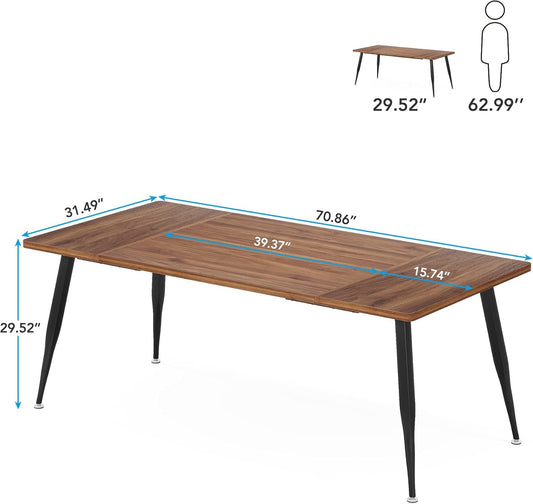 70.9 Inch Dining Table For 6 To 8 With Metal Legs Rustic