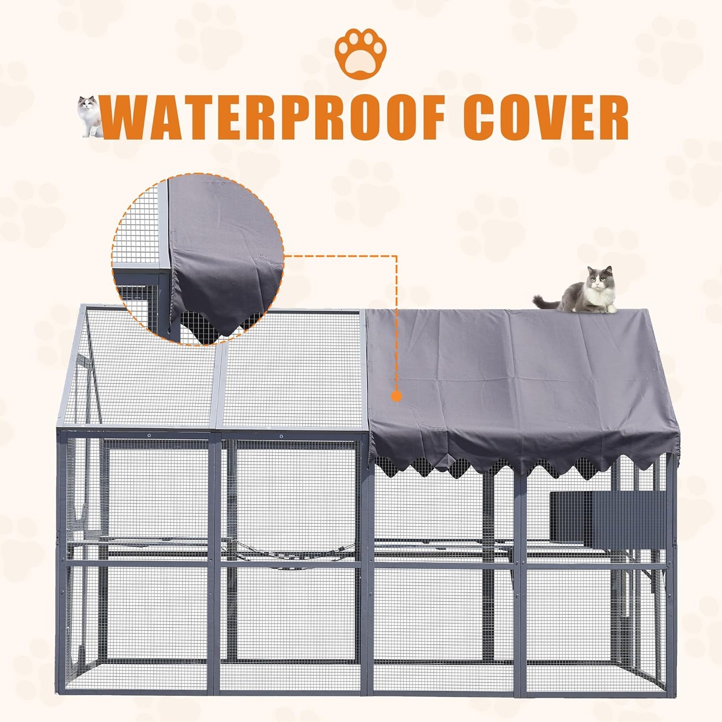 Outdoor Cat House Cat Enclosures 110" Large Kitten Playpen with
