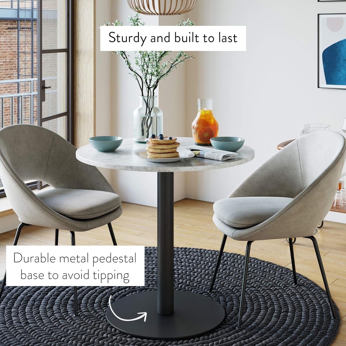 Bistro Lucy Small Dining Table Marble Top Modern Kitchen