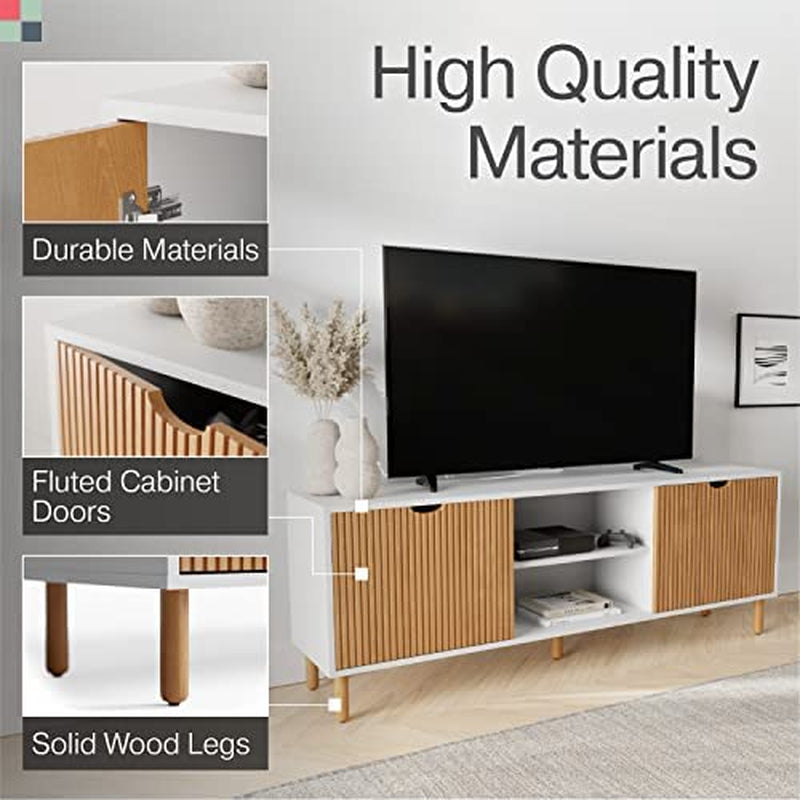 Modern 70 Inch TV Stand With Durable Adjustable Shelves