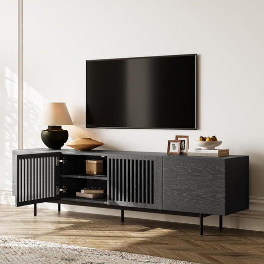 Modern Solid Wood TV Stand For 70 To 75 Inch TVs Black