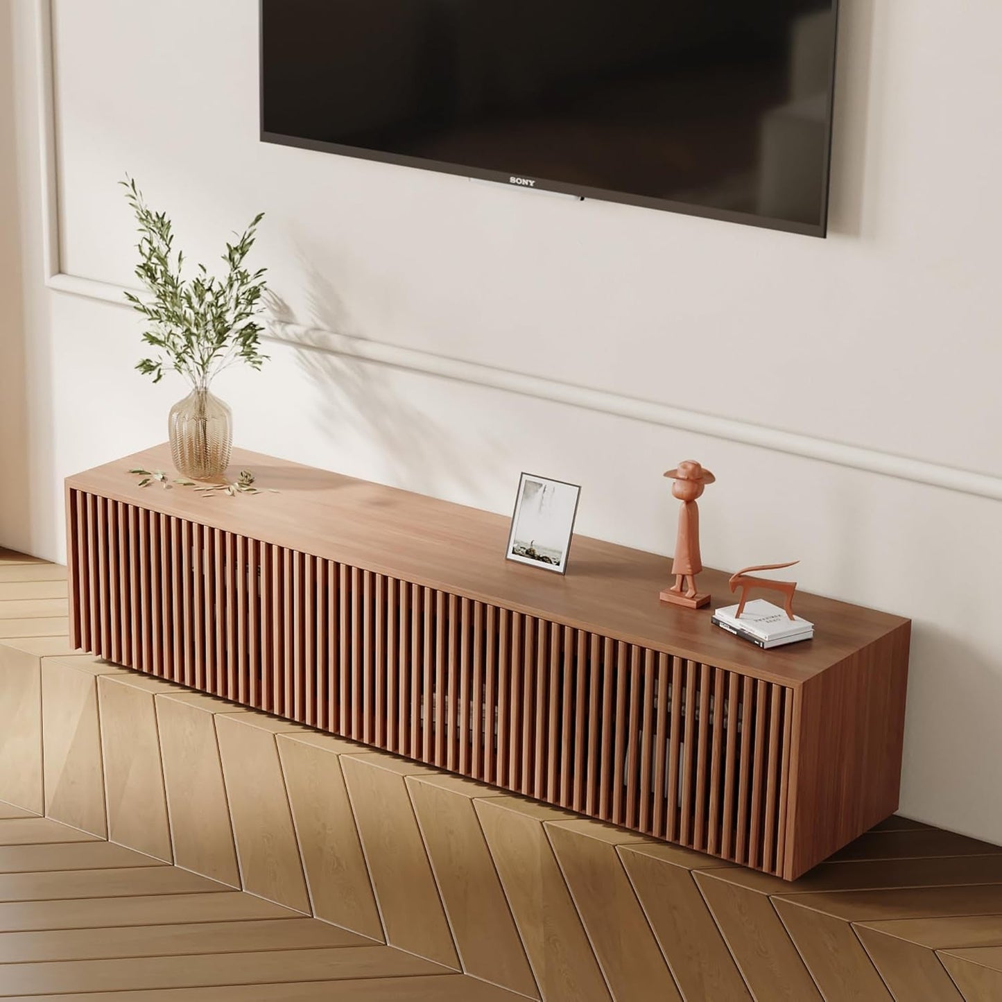 Mid Century Modern TV Stand Solid Wood Console 65 Inch TV