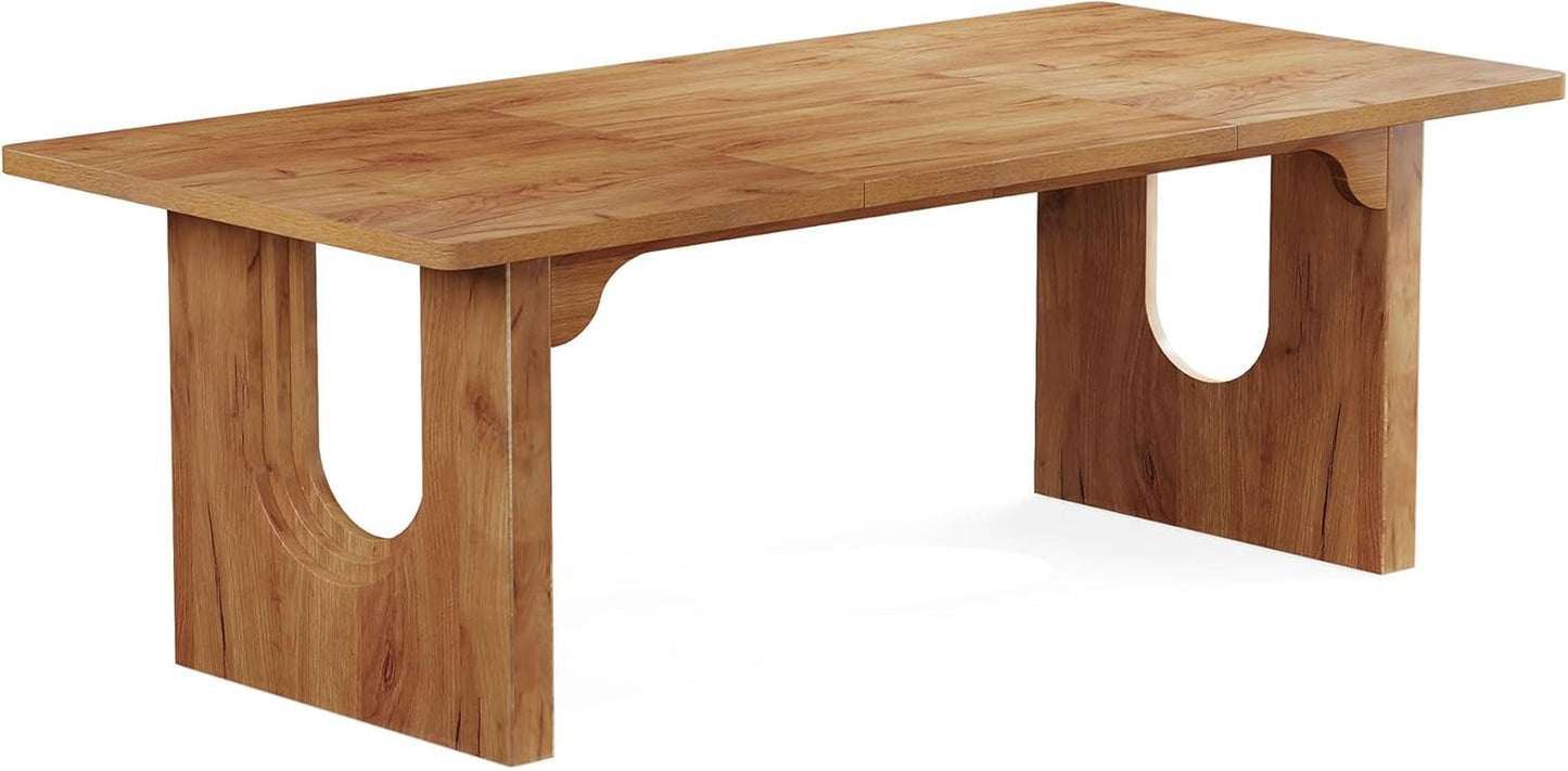 Dining Table 71 Inch Rustic Brown With Wood Pedestal