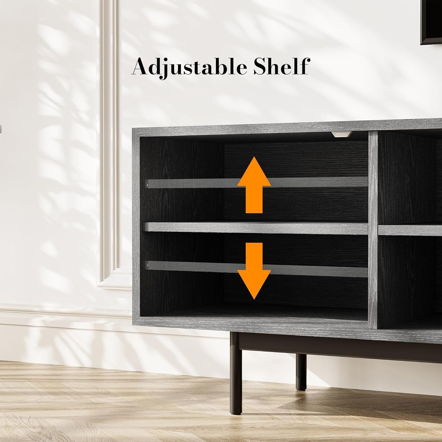 Modern Solid Wood TV Stand For 70 To 75 Inch TVs Black