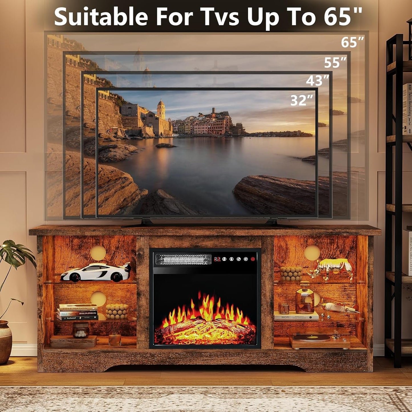 Fireplace TV Stand 18 Electric Fireplace for 65 Inch TVs