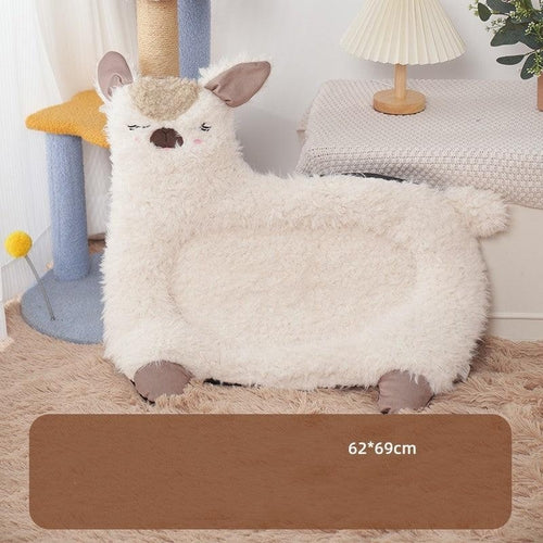 Cozy Alpaca Retreat: Cat And Dog Winter Bed With Cushion