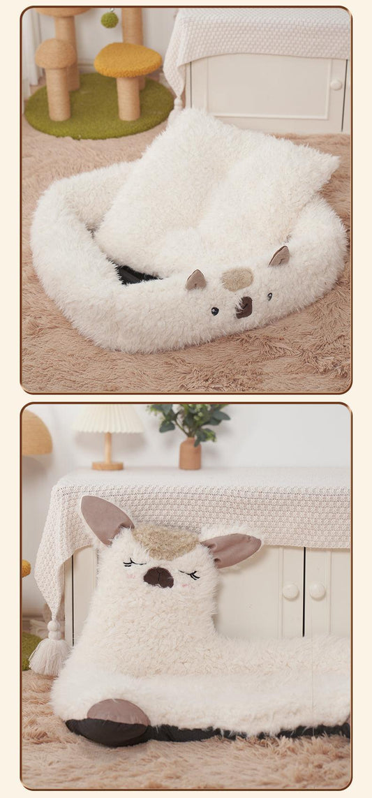 Cozy Alpaca Retreat: Cat And Dog Winter Bed With Cushion