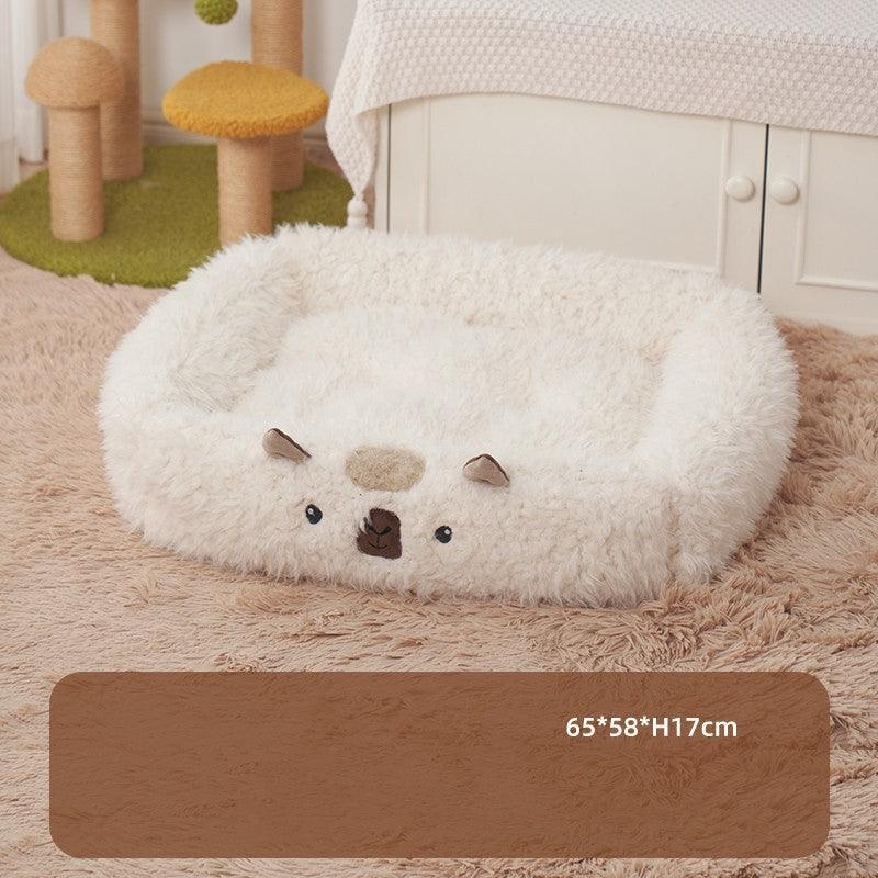 Cozy Alpaca Retreat: Cat And Dog Winter Bed With Cushion