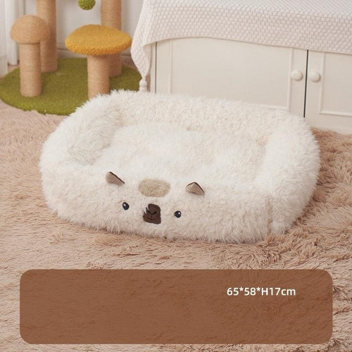 Cozy Alpaca Retreat: Cat And Dog Winter Bed With Cushion