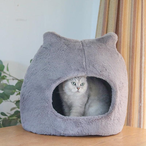 Cozy Retreat: Removable And Washable Semi-Closed Cat Bed For Autumn