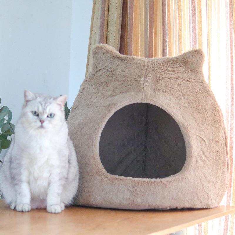 Cozy Retreat: Removable And Washable Semi-Closed Cat Bed For Autumn