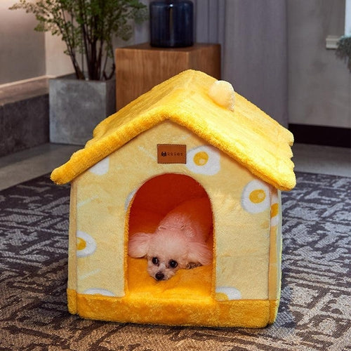 Cozyfold Pet House: Foldable Winter Bed & Enclosed Cave For Dogs And