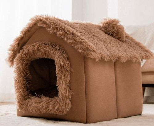 Cozyfold Pet House: Foldable Winter Bed & Enclosed Cave For Dogs And