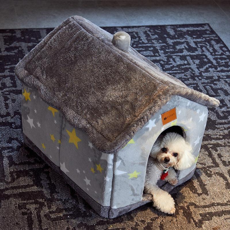 Cozyfold Pet House: Foldable Winter Bed & Enclosed Cave For Dogs And