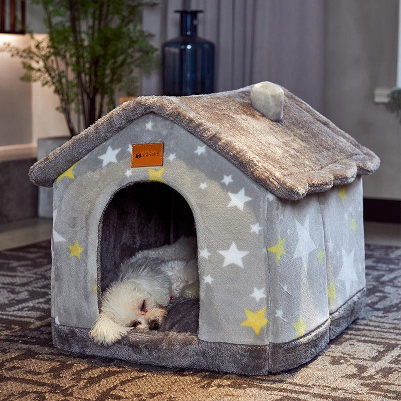 Cozyfold Pet House: Foldable Winter Bed & Enclosed Cave For Dogs And