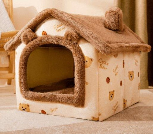 Cozyfold Pet House: Foldable Winter Bed & Enclosed Cave For Dogs And