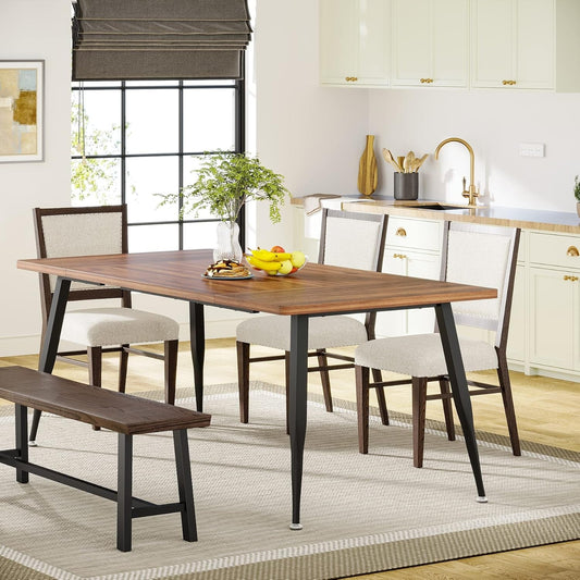 70.9 Inch Dining Table For 6 To 8 With Metal Legs Rustic