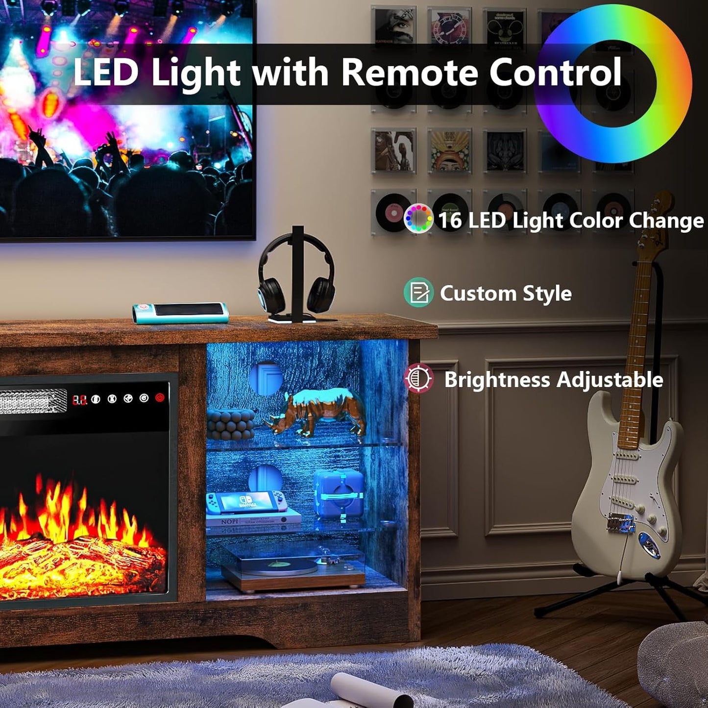 Fireplace TV Stand 18 Electric Fireplace for 65 Inch TVs