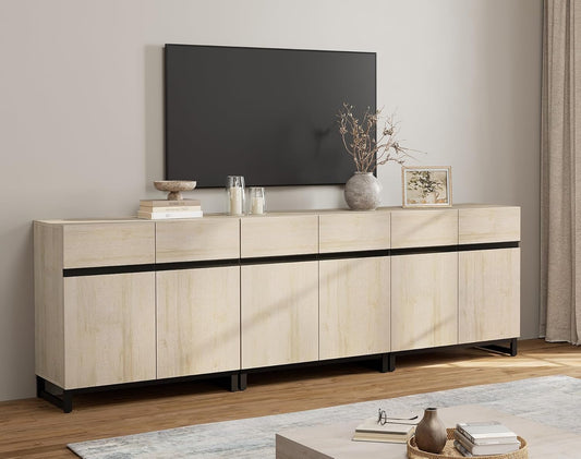 Light Oak TV Stand For 110 Inch TVs With Adjustable Shelves