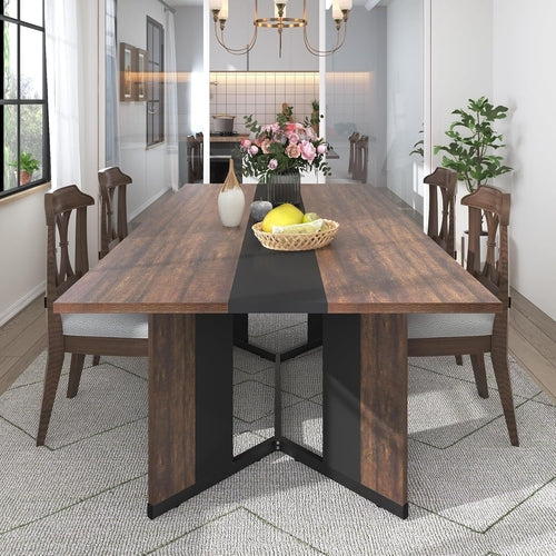 71In Large Rectangular Dining Table With Brown Tabletop