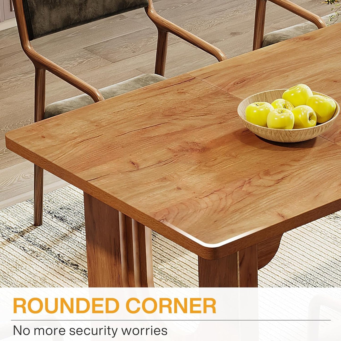 Dining Table 71 Inch Rustic Brown With Wood Pedestal