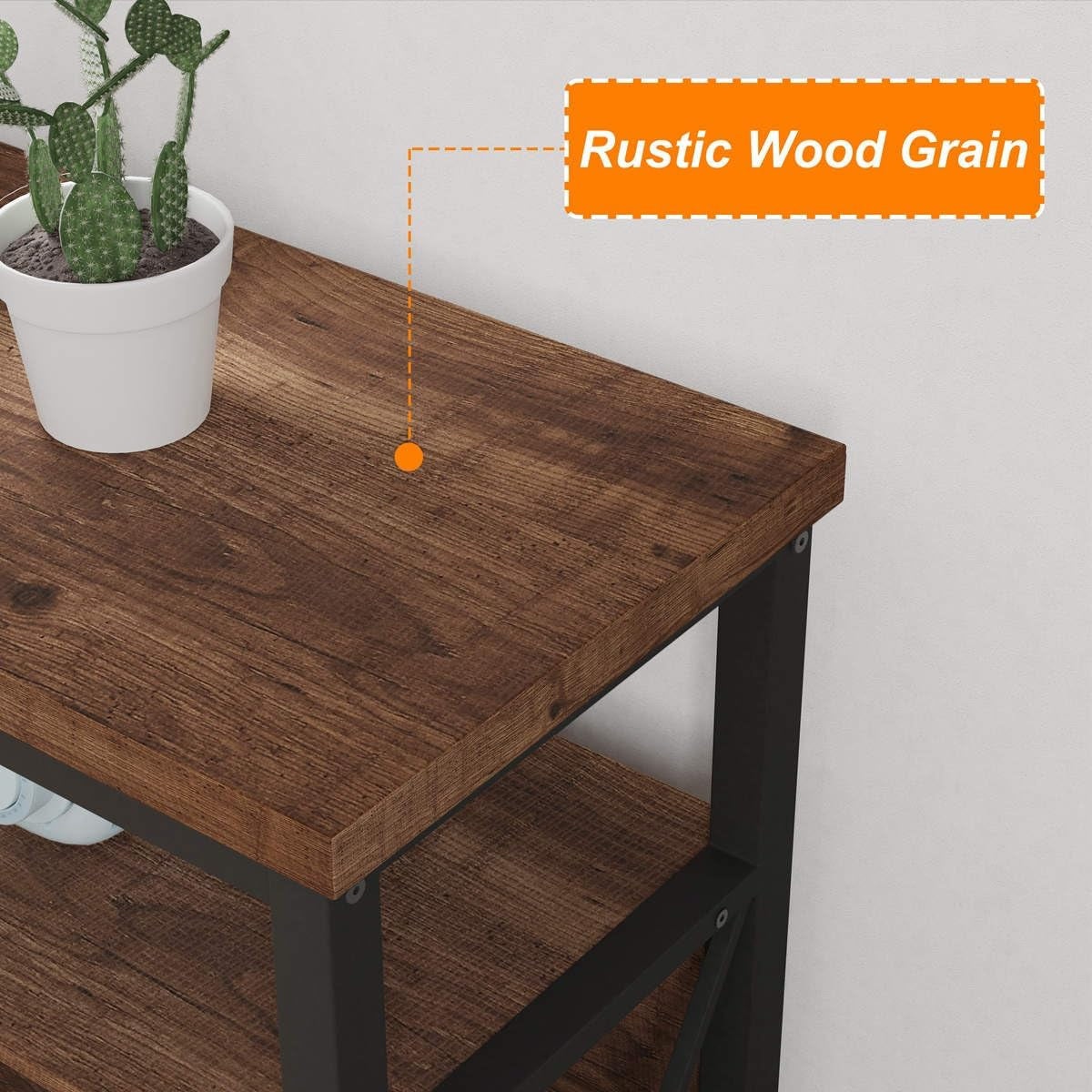 Tall TV Stand for 65 Inch TVs in Rustic Oak Industrial Wood