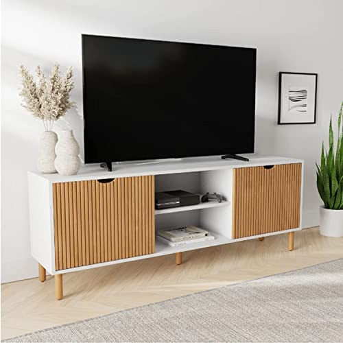 Modern 70 Inch TV Stand With Durable Adjustable Shelves
