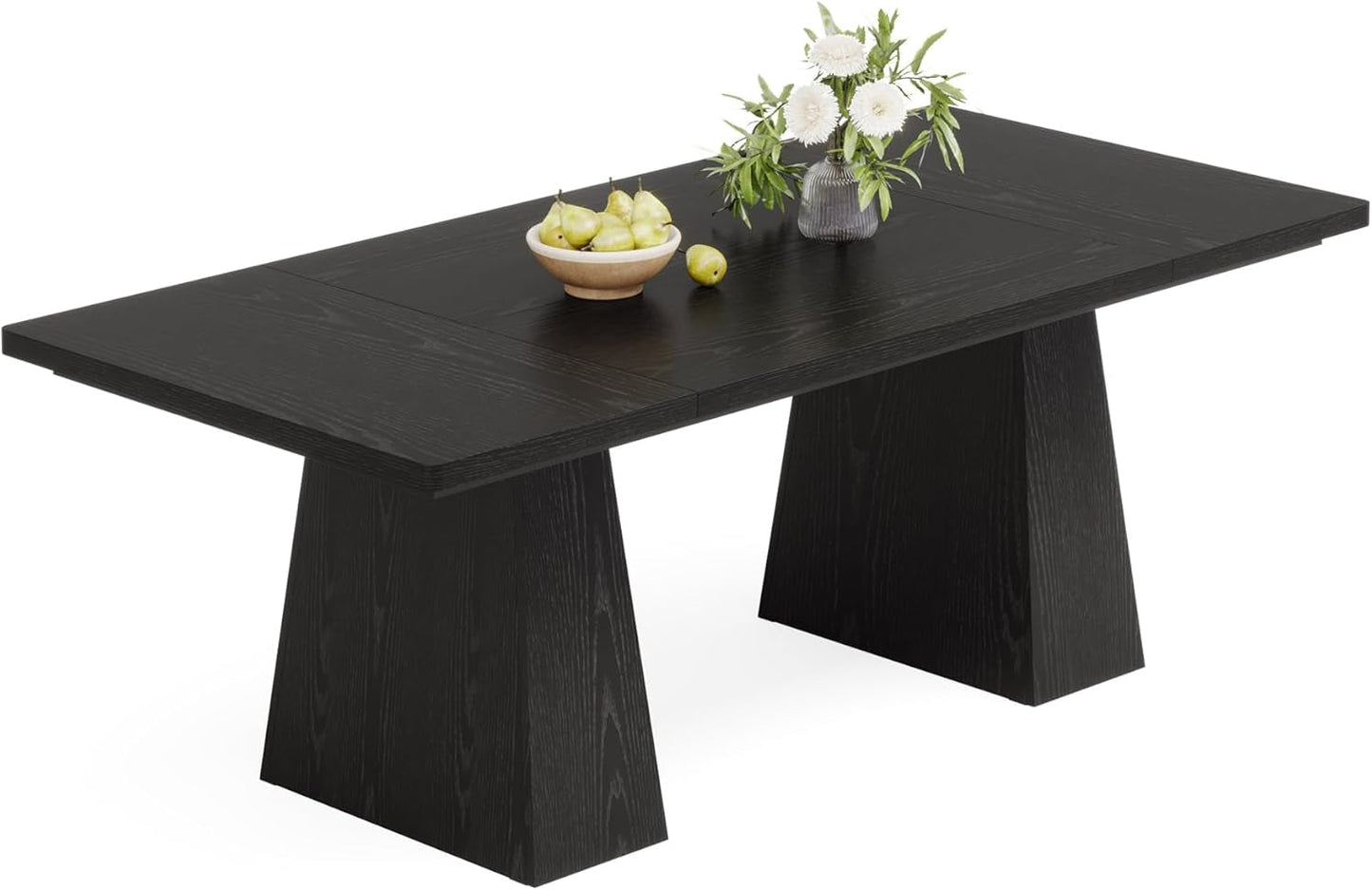 63-Inch Black Dining Table For 4 To 6 Guests For Kitchen And Dining