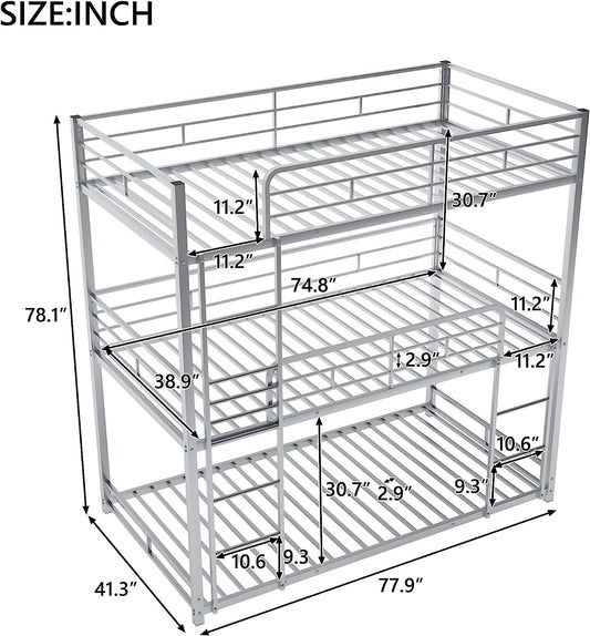 Black Triple Metal Bunk Bed Twin XL Full Queen Sizes